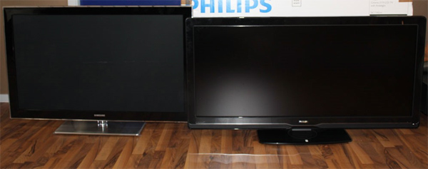 Телевизоры Samsung В850 (слева) и Philips 56PFL9954H (справа)